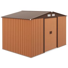 Outdoor Tool Shed 9  X 6 Tool Storage Shed With Foundation Kit For  Patio Lawn Yellow