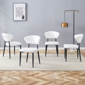 White Minimalist Ergonomic Dining Chair, With A Curved Backrest For Comfortable Design,Unlocking A Comfortable And Minimalist New Sitting Posture. A P