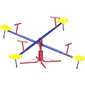 4 Seat Kids Seesaw Spinning Teeter Totter With 360  Rotation, Outdoor Playground Equipment, 88 Lbs, For 3-8 Years Old, Multicolor