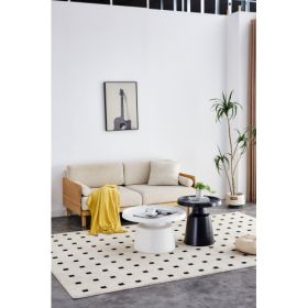 Set Of 2 Round Metal Side Coffee Table Black And White 70cm And Balck 50 Cm