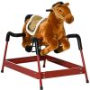 Spring Rocking Horse Light Brown Realistic Sounds for Kids Over 3 Years Ride-On Toy