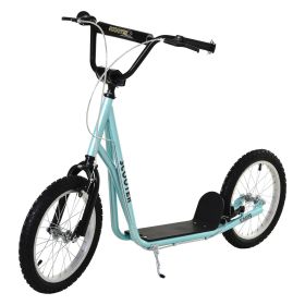 Aosom Youth Scooter with Adjustable Handlebar, Kick Scooter with Dual Brakes Inflatable Wheels, Blue, for Kids 5+