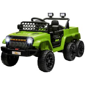 Qaba 12V 4x4 Kids Electric Car w/ 2WD/4WD Switchable, Remote Control, Spring Suspension System, Back Trailer, Green
