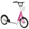 Aosom kids Scooter, Kick Scooter with Adjustable Handlebars, Double Brakes, Inflatable Rubber Tires, Basket, Cupholder, Mudguard, Pink