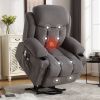Power Lift Recliner Chair with Heat and Massage Electric Fabric Recliner Chair for Elderly with Side Pocket, USB Charge Port