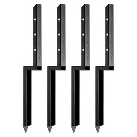 Fence Post Anchor Repair Kit, 4 Pack Inner Diameter 2 x2 Inches Heavy Duty Steel Fence Post Support Stakes, Anchor Ground Spike for Repair Tilted