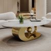 Marble Coffee Table with Sculptural Stainless Steel Base