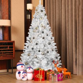 6ft White Christmas Tree with Memory Wire, 760 Tips Hinged Artificial PVC Tree