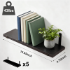 5-Tier Floating Shelves Wall Mounted, Black Wood Wall Shelves Set of 5 Same Size, Rustic Storage Shelf with Metal Brackets for Bedroom, Living Room