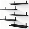 5-Tier Floating Shelves Wall Mounted, Black Wood Wall Shelves Set of 5 Same Size, Rustic Storage Shelf with Metal Brackets for Bedroom, Living Room