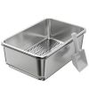 Stainless Steel Litter Box, XL Sifting Cat Litter Box for Medium, Large Cat, Non-Sticky, Odour Free, Easy Clean, Silver