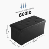 30 Inches Folding Ottoman with Storage Bench, Foot Rest Stool, End of Bed Storage Bench , Load 660 lbs, for Living Room, Synthetic Leather