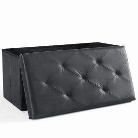 30 Inches Folding Ottoman with Storage Bench, Foot Rest Stool, End of Bed Storage Bench , Load 660 lbs, for Living Room, Synthetic Leather