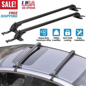 Fresh Fab Finds 2PCS Universal 110cm/43-inch Car Roof Rack Cross Bar w/ Anti-Theft Lock Adjustable Window Frame for bike kayak cargo luggage