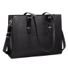 Women Business Leather Laptop Tote Bag Large Capacity Detachable Strap Zipper