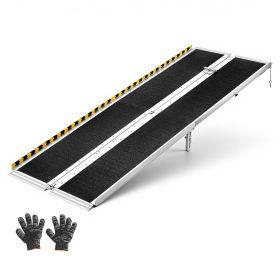 Portable Wheelchair Ramp, 8FT, Non-Slip Aluminum Folding Handicap Ramp for Wheelchair, 800 lbs Capacity, Door Threshold Ramps for Home Steps, Stairs