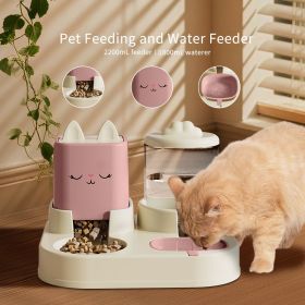 Automatic Pet Feeder with 2200mL (74oz) Water Fountain, 1800mL (60oz) Food Dispenser Combo,for Large Dogs & Multiple Cats