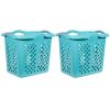 2 Bushel Lamper Plastic Laundry Basket with Silver Handles, Teal Splash, 2 Pack