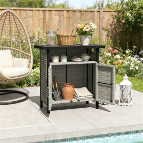 Storage cabinet, outdoor bar table, towel rack, gray