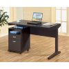 Home office desk with modesty panel and detached file cabinet on locking wheels with two drawers file drawer cubby shelf metal bar handle Red Cocoa co