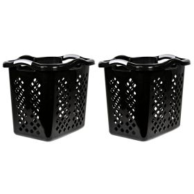 2 Bushel Lamper Plastic Laundry Basket with Silver Handles, Black, 2 Pack
