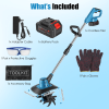 Cordless Tiller Cultivator,800W Electric Cordless Tiller Cultivator, 21V Battery Powered Soil Tiller with 6.69" Depth 8.66" Width