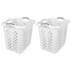 2 Bushel Lamper Plastic Laundry Basket with Silver Handles, White, 2 Pack
