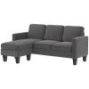 Sectional Sofa, L Shaped Couch, with Reversible Chaise or Ottoman, Dark Gray