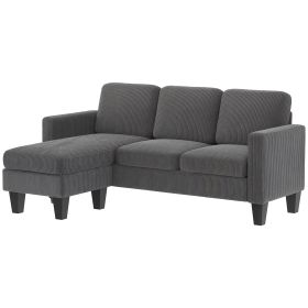 Sectional Sofa, L Shaped Couch, with Reversible Chaise or Ottoman, Dark Gray