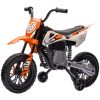 12V Kids Electric Motorcycle w/ Twist Grip Throttle, Training Wheels, Rear Suspension & Music, Orange