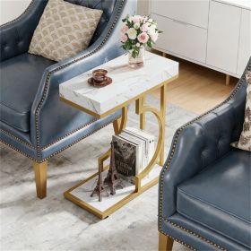 Narrow C-table, modern coffee table, bedside table with metal frame