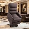 Brown Power Lift Assist Recliner Chair for Elderly with Remote Control Linen Fabric Comfortable Living Room Furniture