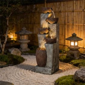 Outdoor fountain, garden fountain with LED lights