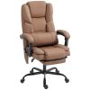 Office Chair with Massage, Pet-Friendly Faux Leather Reclining Desk Chair with Lumbar Support, Footrest, Brown