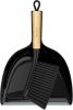 Dustpan and Brush Set, Portable Cleaning Brush and Dustpan Combo with Bamboo Handle, Black, 1 Set