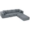 Modular Sectional Sofa, Boneless U-Shape Sectional Couch with 2 Ottomans, Dark Gray