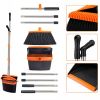 Broom and dustpan set, 54.33 inches long handle, upright dustpan with lightweight stainless steel rod, upright dustpan