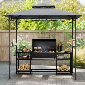 8 x 5 Feet Grill Gazebo with 2 Shelves 6 Hooks and Metal Frame