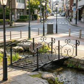 6' Metal Arch Garden Bridge with Safety Side Rails for Backyard Creek Stream Pond Decorative Arc Footbridge
