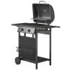 2 Burner Propane Gas Grill, 18000 BTU BBQ Grill with Wheels, Warming Rack, Shelf, Thermometer, Grease Cup, Black