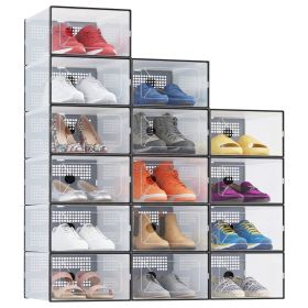 15-Pack Stackable Clear Shoe Box Organizer, Plastic Storage Bins for Closet Hallway & Bedroom