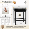 24 Inch Saddle Bar Stool Set of 2 PU Leather Counter Stools with Steel Frame and Footrest, Black