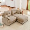 Cloud Sectional L-Shaped Couch With Ottoman,Soft Chenille Fabric,Quilted Pleated Design High-Density Foam,Fits Bedrooms Living Rooms Reading Nooks