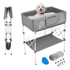 Collapsible Pet Bathing & Grooming Wash Station. Portable And Foldable For Space-saving.