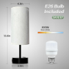 Small Bedside Lamp Touch Control Table Lamp with USB A+C Charging Ports & AC Outlet 3-Way Dimmable Nightstand Lamp with Linen Fabric Shade for Bedroom