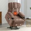 Electric Power lift lounge chair with a USB & Remote with message, heating and vibration functions: Brown