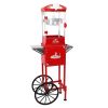 Popcorn Machine with Cart ,Wheels & 10 Oz Kettle Popcorn Maker Measuring 3 plastic spoon Home Theater Popcorn Machine-Red