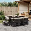 Garden Dining Set Black Poly Rattan 10-seater Foldable