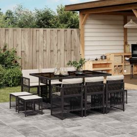 Garden Dining Set Black Poly Rattan 10-seater Foldable