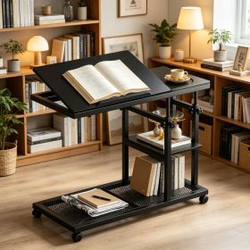 Traditional Mobile C Table with Wheels and Space-Saving